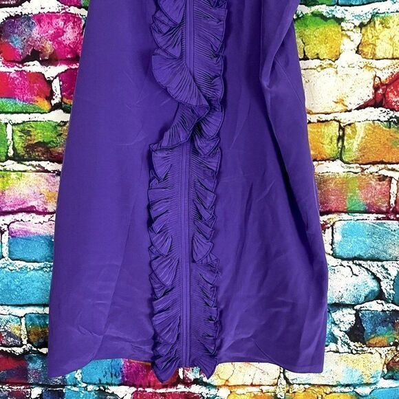 Tibi Purple 100% Silk V-Neck Ruffle Spaghetti Strap Dress 10 - Picture 2 of 11